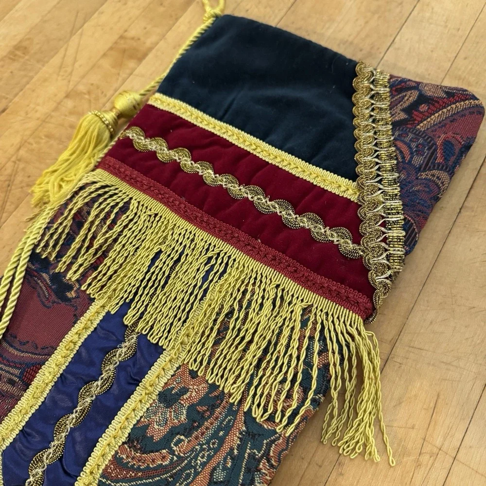 Victorian Style Christmas Stocking Patchwork & Fringe 20